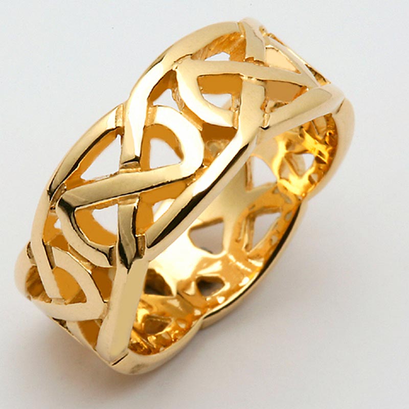 Product image for Irish Wedding Ring - Celtic Knot Wide Pierced Sheelin Ladies Wedding Band