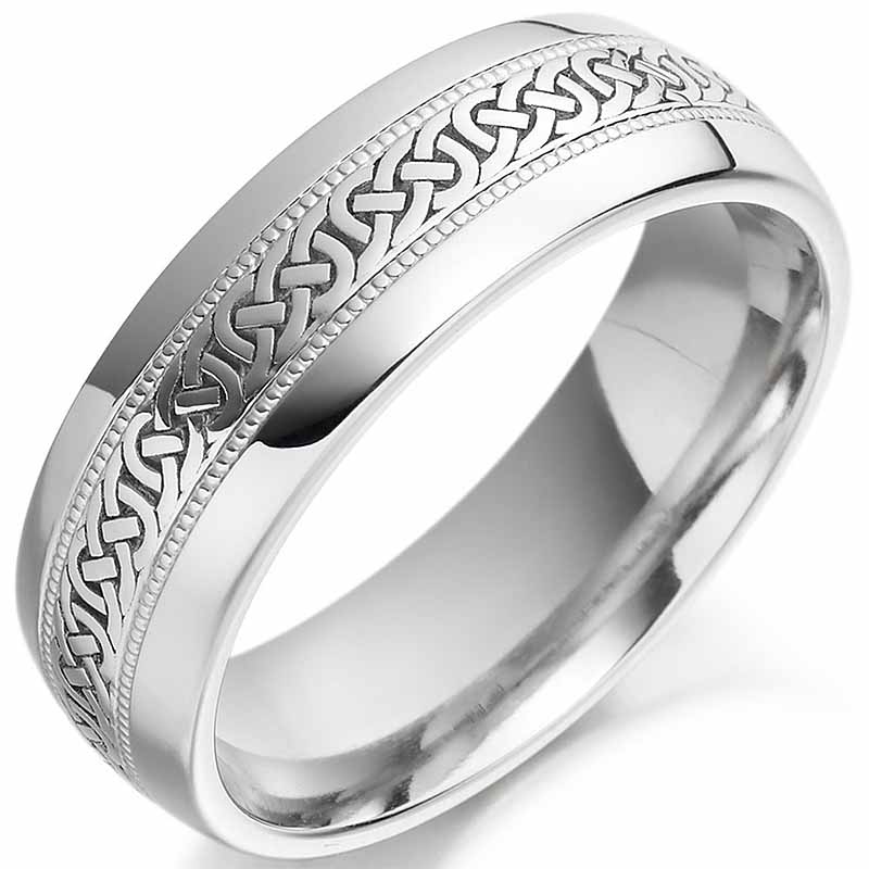 Product image for Irish Wedding Ring - Mens Celtic Knot Gold Beaded Irish Wedding Band