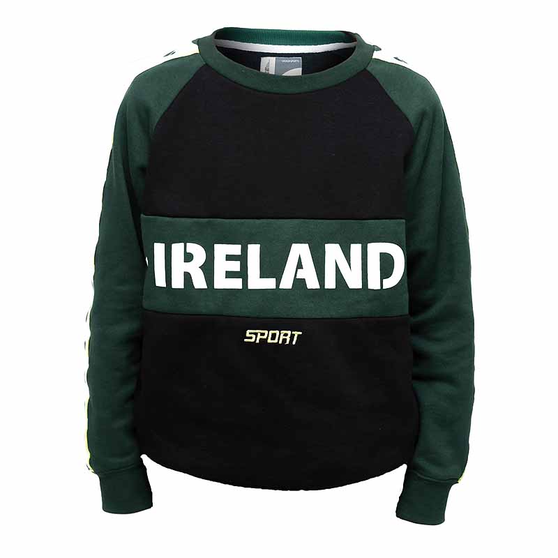 Product image for Irish Sweatshirt | Green & Black Ireland Sport Crew Neck Kids Sweatshirt