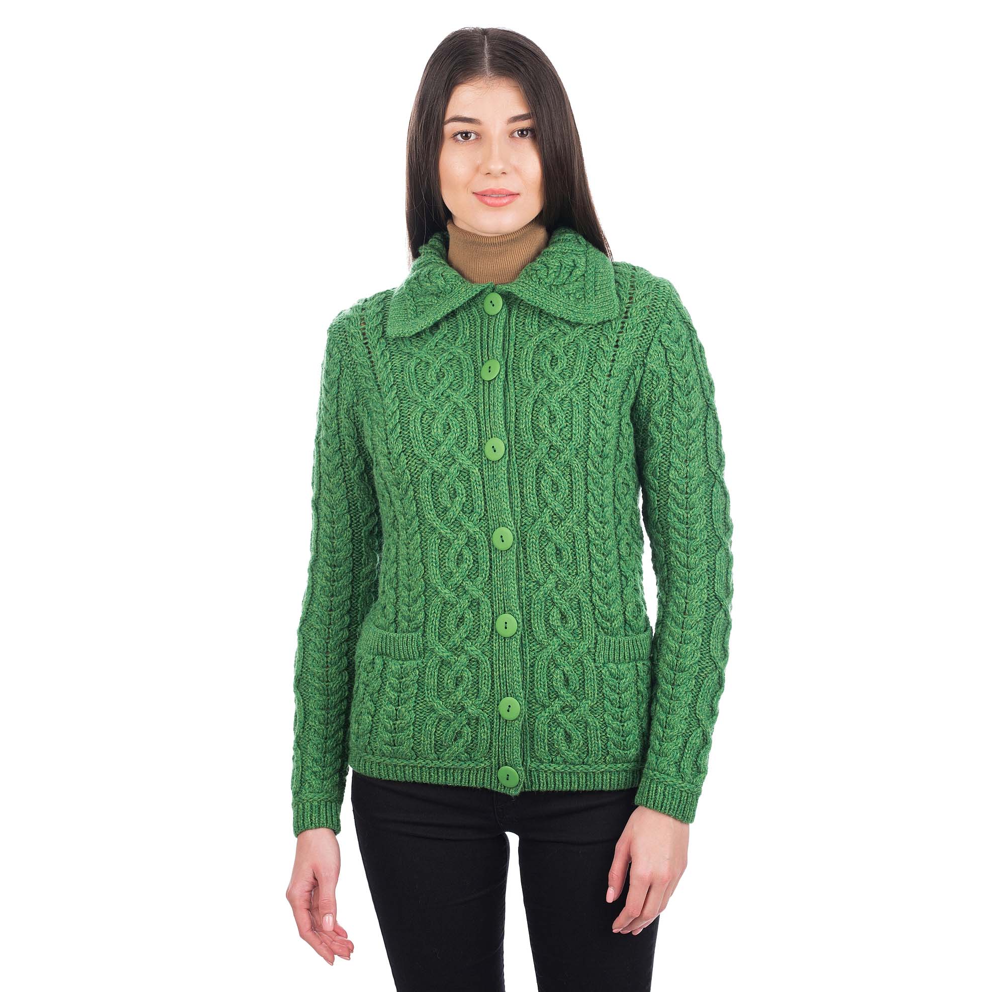 Product image for Irish Cardigan | Cable Knit Merino Wool Button Ladies Cardigan