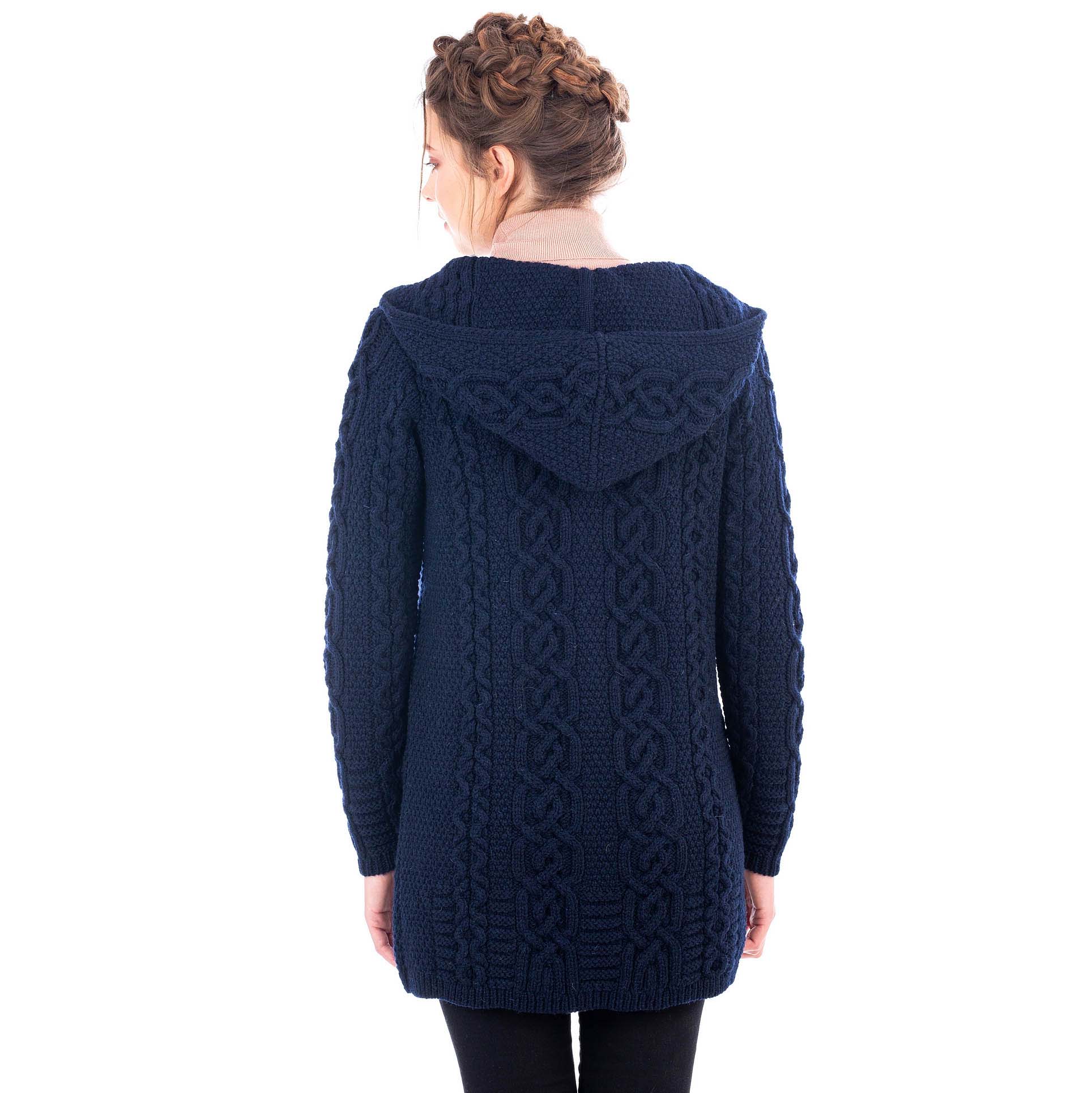 Product image for Irish Coat | Merino Wool Celtic Aran Knit Ladies Jacket