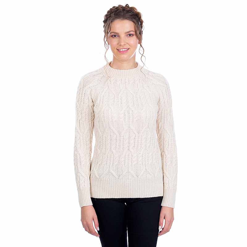 Product image for Irish Sweater | Crew Neck Aran Knit Ladies Sweater