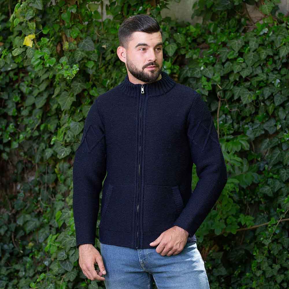Product image for Irish Cardigan | Aran Cable Knit Full Zip Mens Cardigan