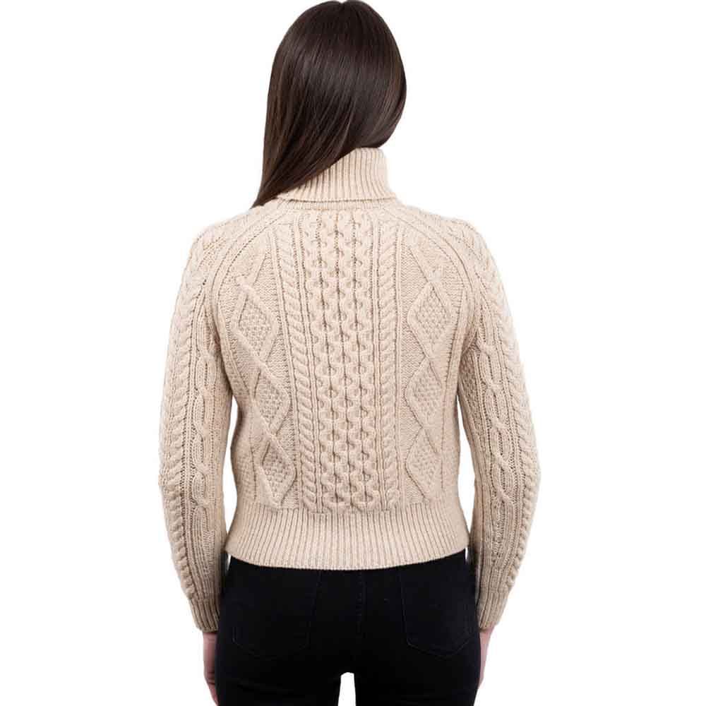 Product image for Irish Sweater | Cable Knit Turtle Neck Aran Sweater