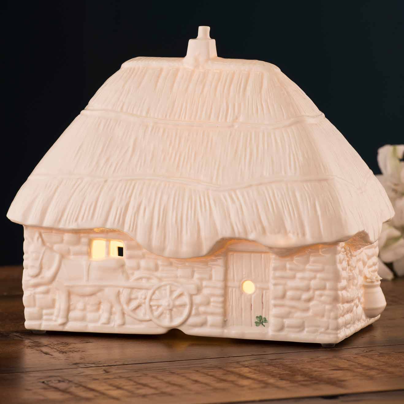 Product image for Belleek Pottery | Thatched Cottage Luminaire