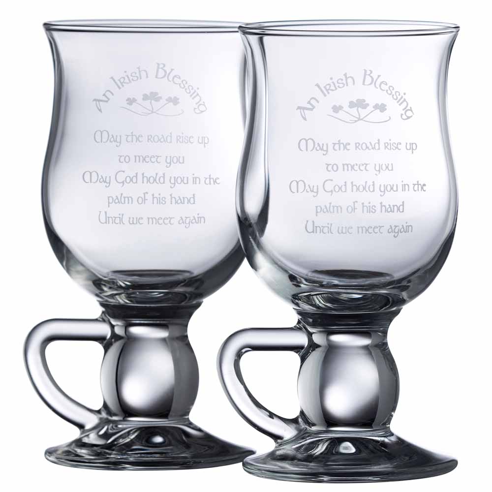 Product image for Galway Crystal Irish Blessing Latte Glass Mug Pair