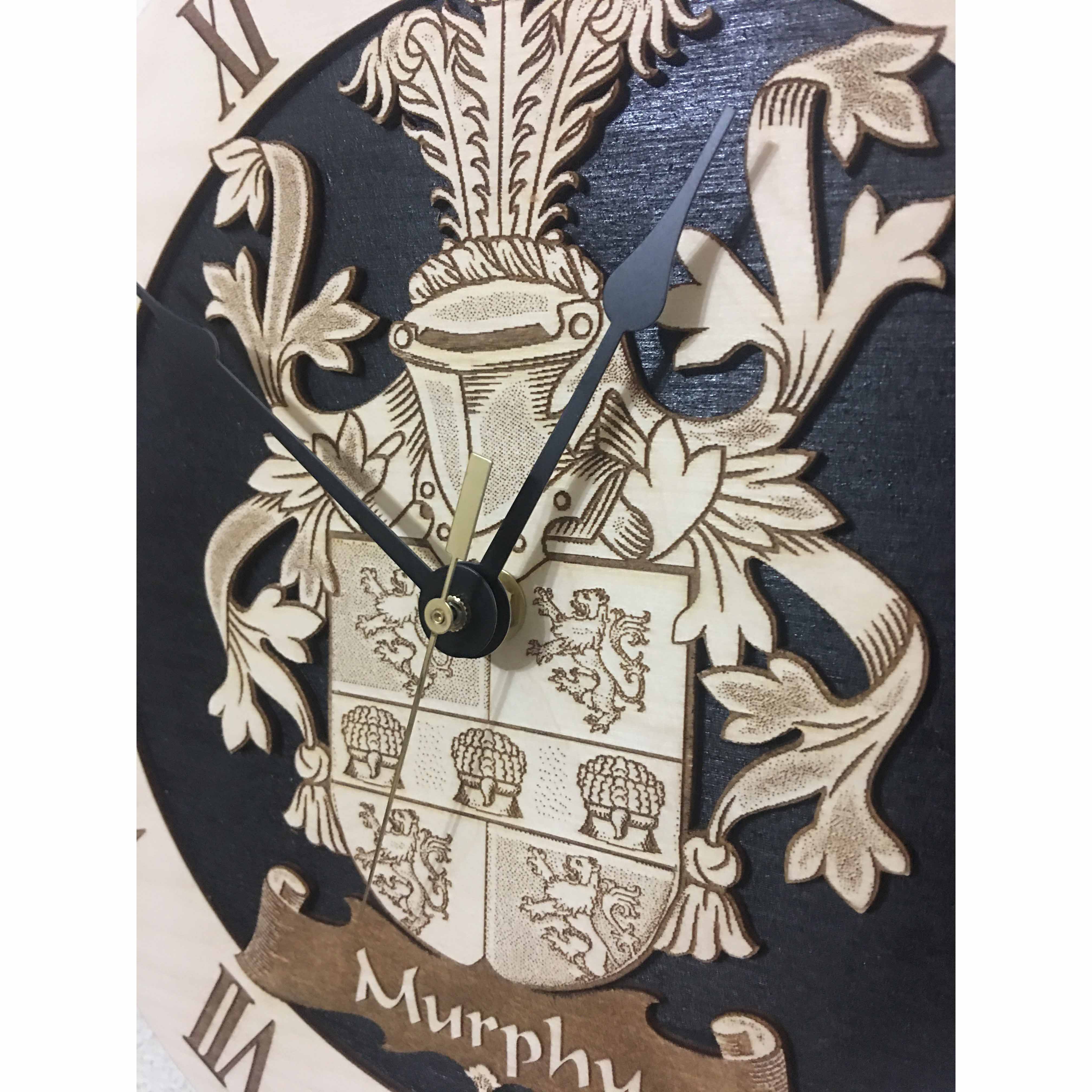 Product image for Irish Clock | Family Crest Coat of Arms Wall Clock