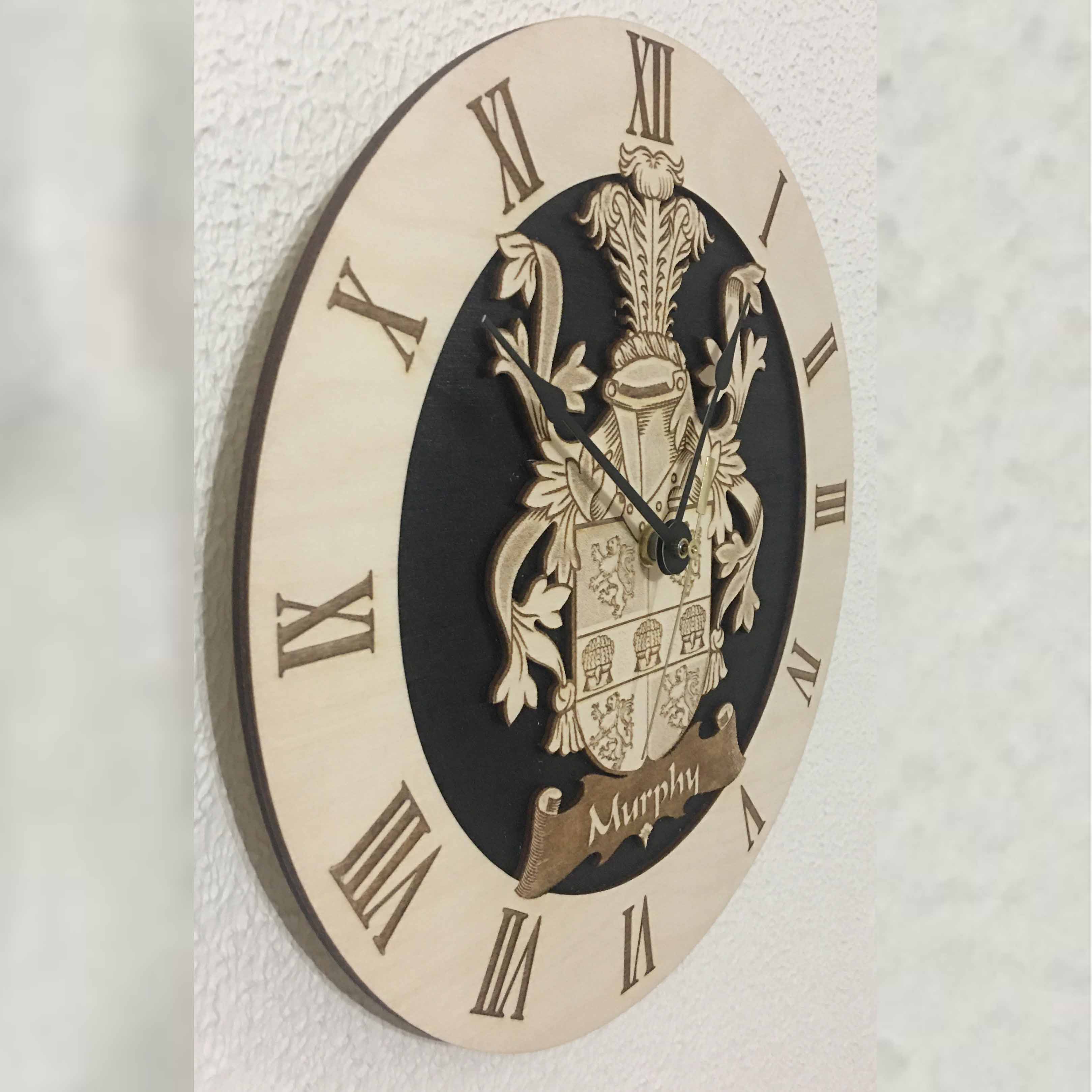 Product image for Irish Clock | Family Crest Coat of Arms Wall Clock
