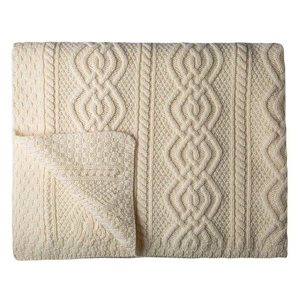 Product image for Irish Throw | Dara Merino Wool Aran Knit Throw