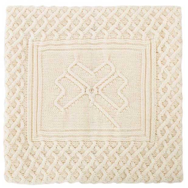 Product image for Irish Throw | Merino Wool Aran Knit Shamrock Throw