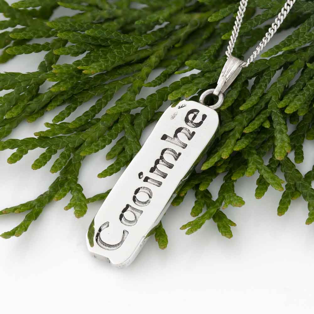 Product image for Irish Necklace - Personalized Solid Silver Ogham Pendant with Chain