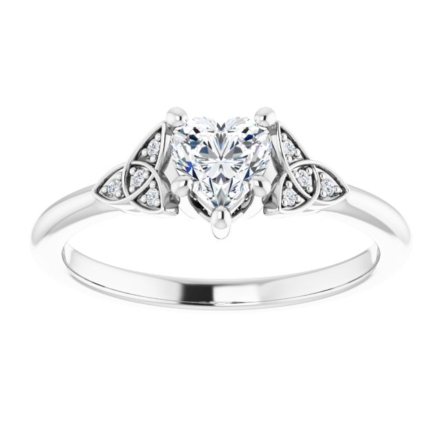 Product image for Irish Engagement Ring | Ciara 14K White  Diamond Heart Celtic Trinity Knot Ring
