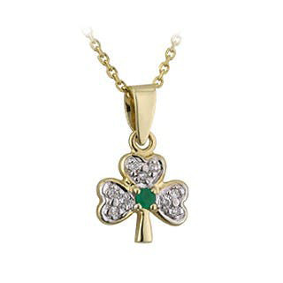 Product image for Irish Necklace | Gold Plated Crystal Shamrock Pendant