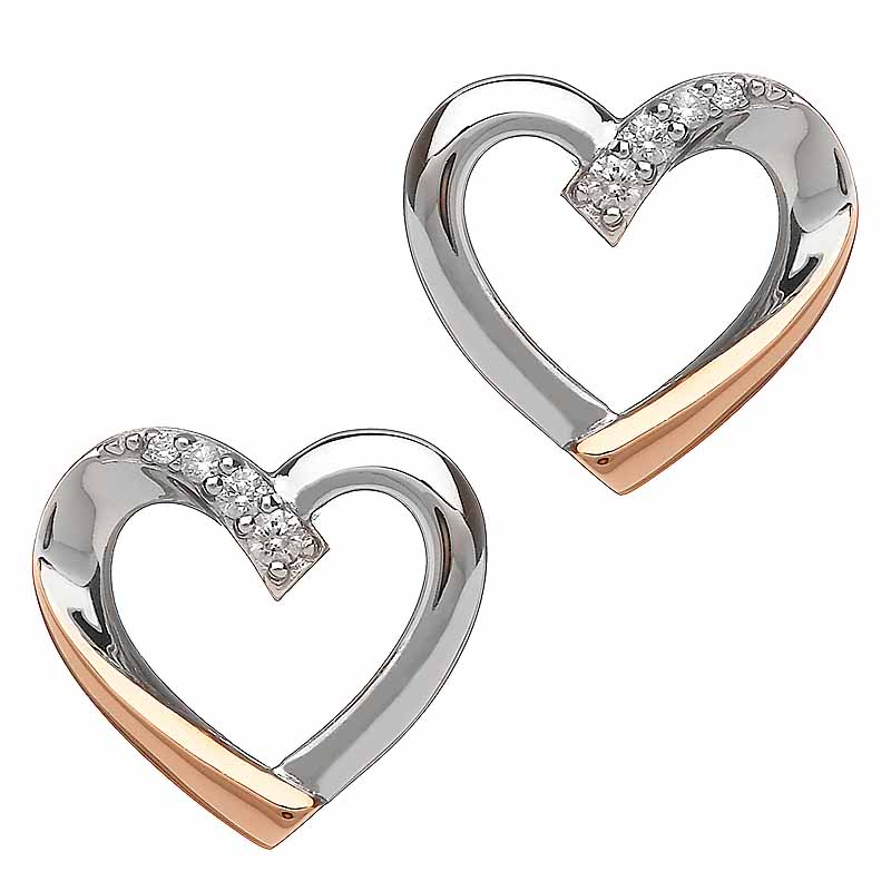 Product image for Irish Earrings | Real Irish Gold & Sterling Silver Crystal Heart Earrings by House of Lor