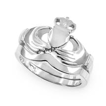 Alternate image for Claddagh Ring - Two-Piece White Gold Claddagh Engagement Ring with Band