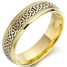 Alternate image for Irish Wedding Ring - Ladies Gold Celtic Knots Beaded Wedding Band