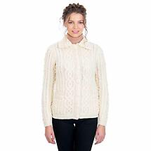 Alternate image for Irish Cardigan | Cable Knit Merino Wool Button Ladies Cardigan