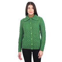 Alternate image for Irish Cardigan | Cable Knit Merino Wool Button Ladies Cardigan