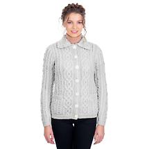Alternate image for Irish Cardigan | Cable Knit Merino Wool Button Ladies Cardigan