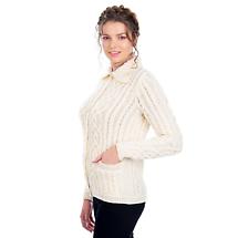 Alternate image for Irish Cardigan | Cable Knit Merino Wool Button Ladies Cardigan