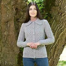 Alternate image for Irish Cardigan | Cable Knit Merino Wool Button Ladies Cardigan