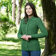 Alternate image for Irish Cardigan | Cable Knit Merino Wool Button Ladies Cardigan