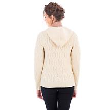 Alternate image for Irish Cardigan | Merino Wool Ladies Zipper Cardigan With Hood