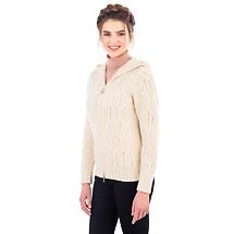 Alternate image for Irish Cardigan | Merino Wool Ladies Zipper Cardigan With Hood