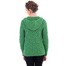 Alternate image for Irish Cardigan | Merino Wool Ladies Zipper Cardigan With Hood