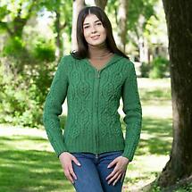 Alternate image for Irish Cardigan | Merino Wool Ladies Zipper Cardigan With Hood