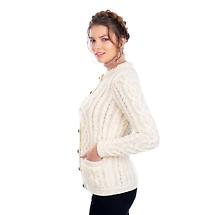 Alternate image for Irish Cardigan | Merino Wool Aran Knit Ladies Button Cardigan