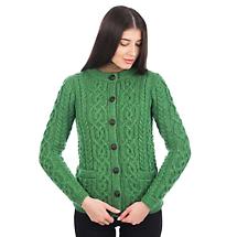 Alternate image for Irish Cardigan | Merino Wool Aran Knit Ladies Button Cardigan