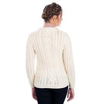 Alternate image for Irish Cardigan | Merino Wool Aran Knit Ladies Button Cardigan