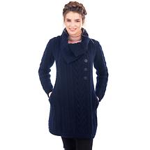 Alternate image for Irish Coat | Merino Wool Classic Aran Cable Knit Ladies Coat