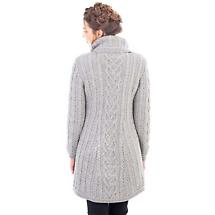 Alternate image for Irish Coat | Merino Wool Classic Aran Cable Knit Ladies Coat