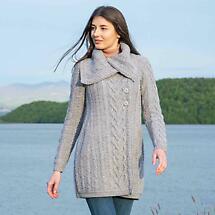 Alternate image for Irish Coat | Merino Wool Classic Aran Cable Knit Ladies Coat