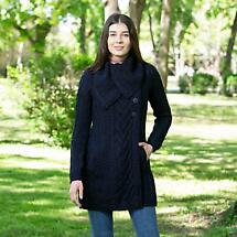 Alternate image for Irish Coat | Merino Wool Classic Aran Cable Knit Ladies Coat