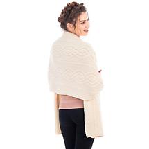 Alternate image for Irish Shawl | Classic Aran Cable Knit Merino Wool Ladies Shawl