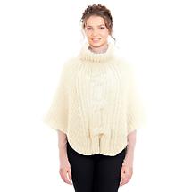 Alternate image for Irish Shawl | Merino Wool Cable Knit Cowlneck Ladies Poncho