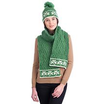 Alternate image for Irish Scarf | Merino Wool Aran Cable Knit Shamrock Ladies Scarf