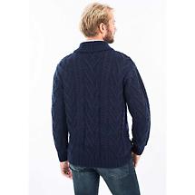 Alternate image for Irish Cardigan | Merino Wool Aran Cable Knit Shawl-Collar Mens Cardigan
