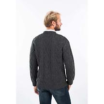 Alternate image for Irish Cardigan | Merino Wool V Neck Cable Knit Mens Cardigan