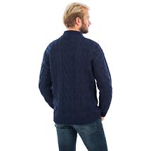 Alternate image for Irish Sweater | Merino Wool Aran Knit Zip Neck Fisherman Mens Sweater