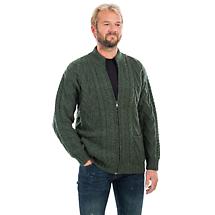 Alternate image for Irish Cardigan | Merino Wool Aran Knit Mens Zip Cardigan