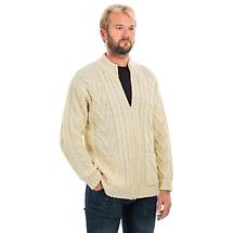 Alternate image for Irish Cardigan | Merino Wool Aran Knit Mens Zip Cardigan