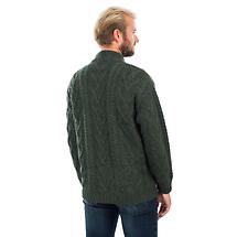 Alternate image for Irish Cardigan | Merino Wool Aran Knit Mens Zip Cardigan