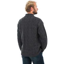 Alternate image for Irish Cardigan | Merino Wool Aran Knit Mens Zip Cardigan