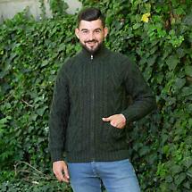 Alternate image for Irish Cardigan | Merino Wool Aran Knit Mens Zip Cardigan