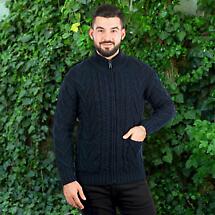 Alternate image for Irish Cardigan | Merino Wool Aran Knit Mens Zip Cardigan