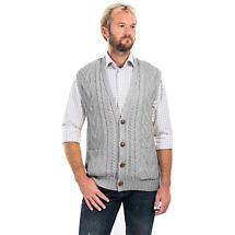 Alternate image for Irish Cardigan | Merino Wool Aran Knit Sleeveless Mens Cardigan